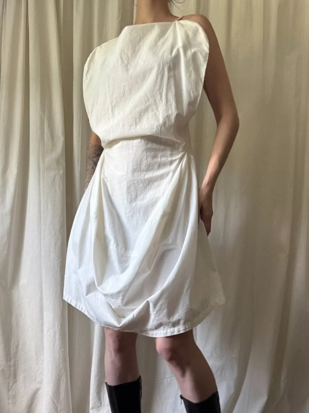 MM6 Maison Margiela White Scoop Neck Sleeveless Mini Dress Women's Size 6 - Picture 4 of 12